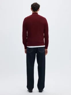 Selected miesten neulepusero Dane Half Zip, Tawny Port