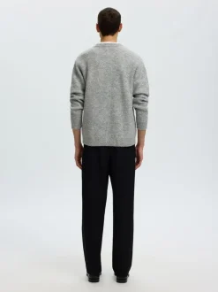 Selected miesten neulepusero Rai, Light Grey Melange