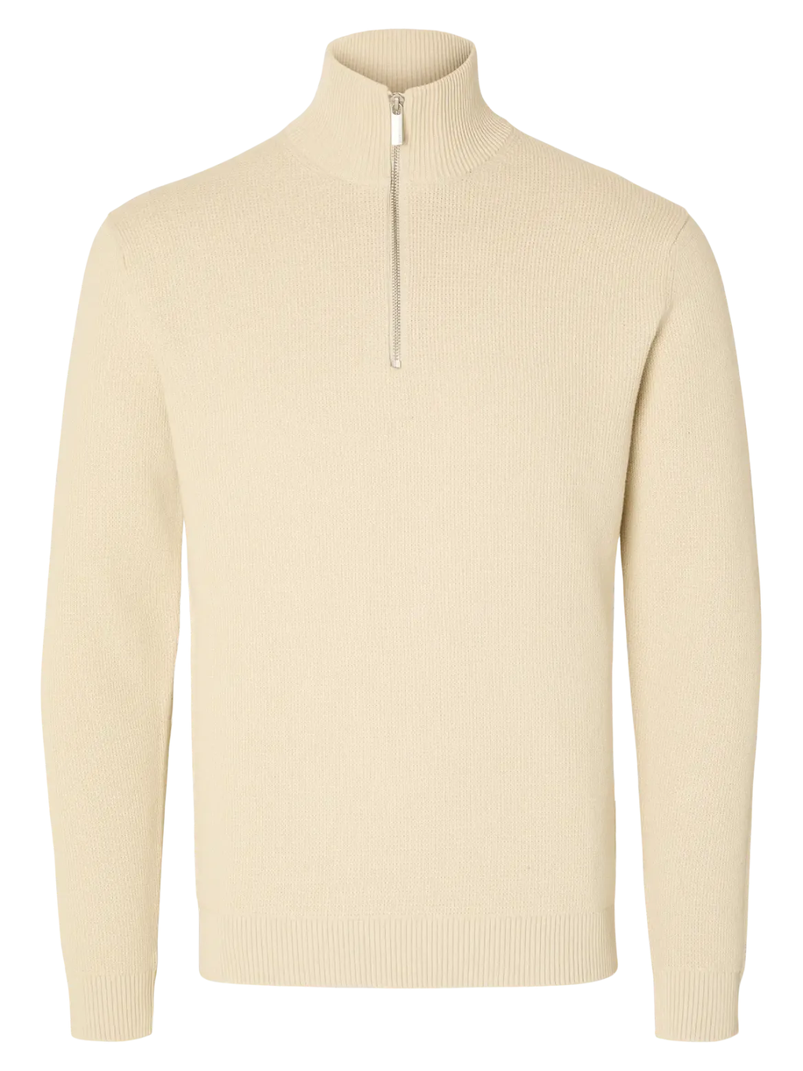 Selected Miesten Neulepusero, DANE LS KNIT STRUCTURE HALF ZIP Oatmeal
