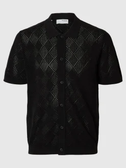 Selected miesten paita, ARCO SS KNIT STRUCTURE POLO Musta