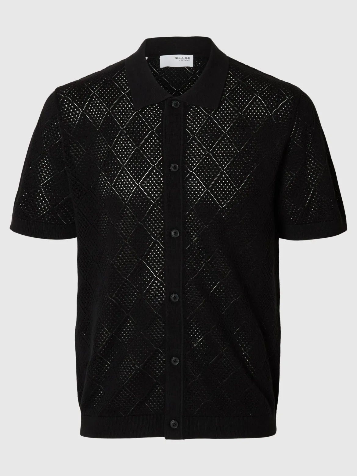 Selected miesten paita, ARCO SS KNIT STRUCTURE POLO Musta