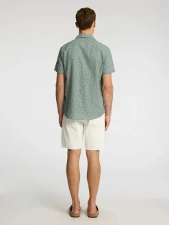 Selected Miesten Paita NEW LINEN SHIRT RESORT Vihreä Kuosi