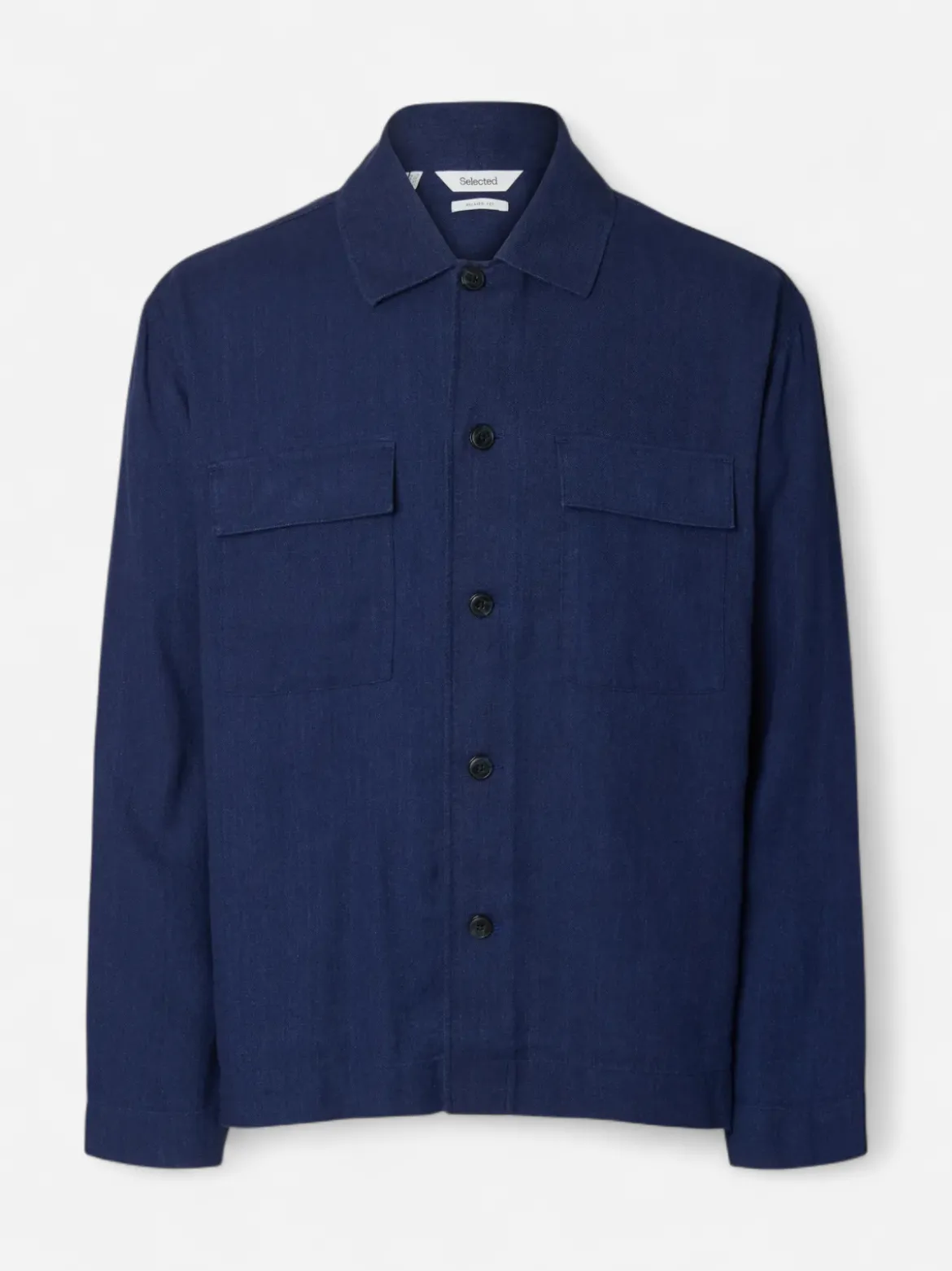 Selected miesten paitatakki Linen Blend Overshirt, Ocean Cavern