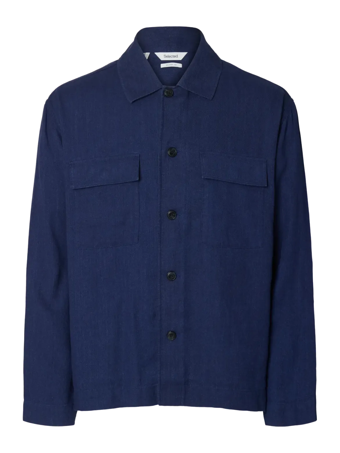 Selected miesten paitatakki Linen Blend Overshirt, Ocean Cavern