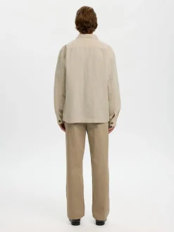 Selected miesten paitatakki SLHLEROY Linen Blend Overshirt, Pure Cashmere