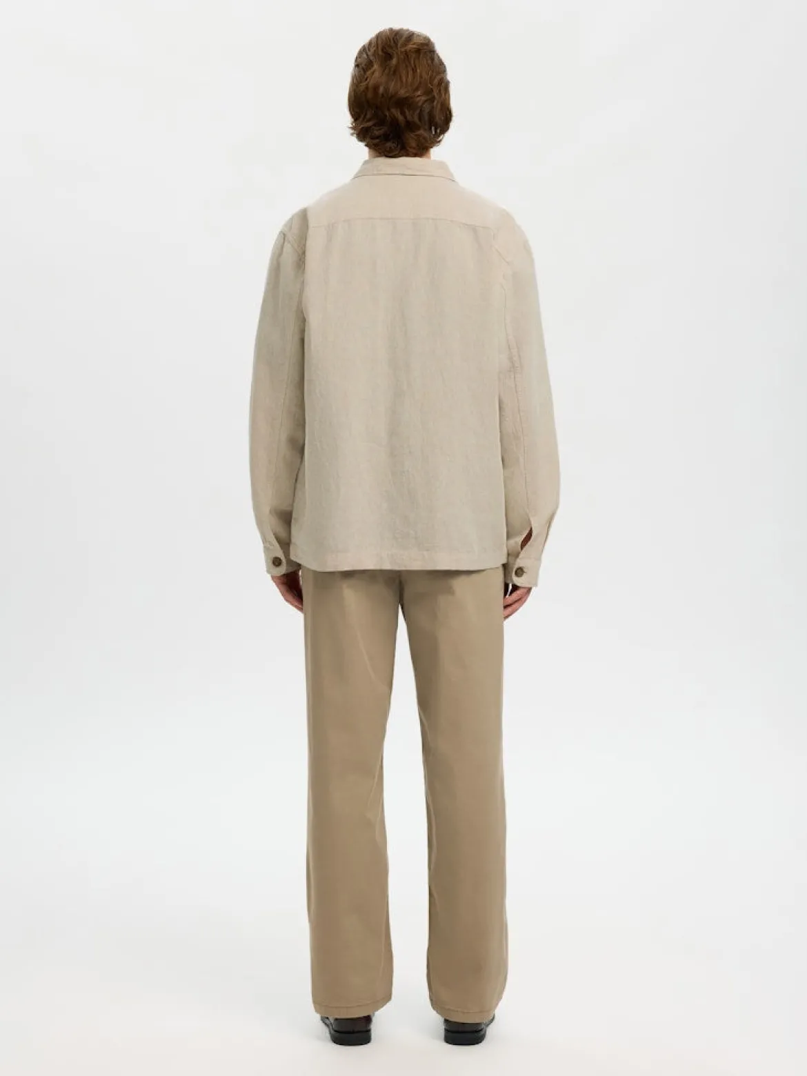Selected miesten paitatakki SLHLEROY Linen Blend Overshirt, Pure Cashmere