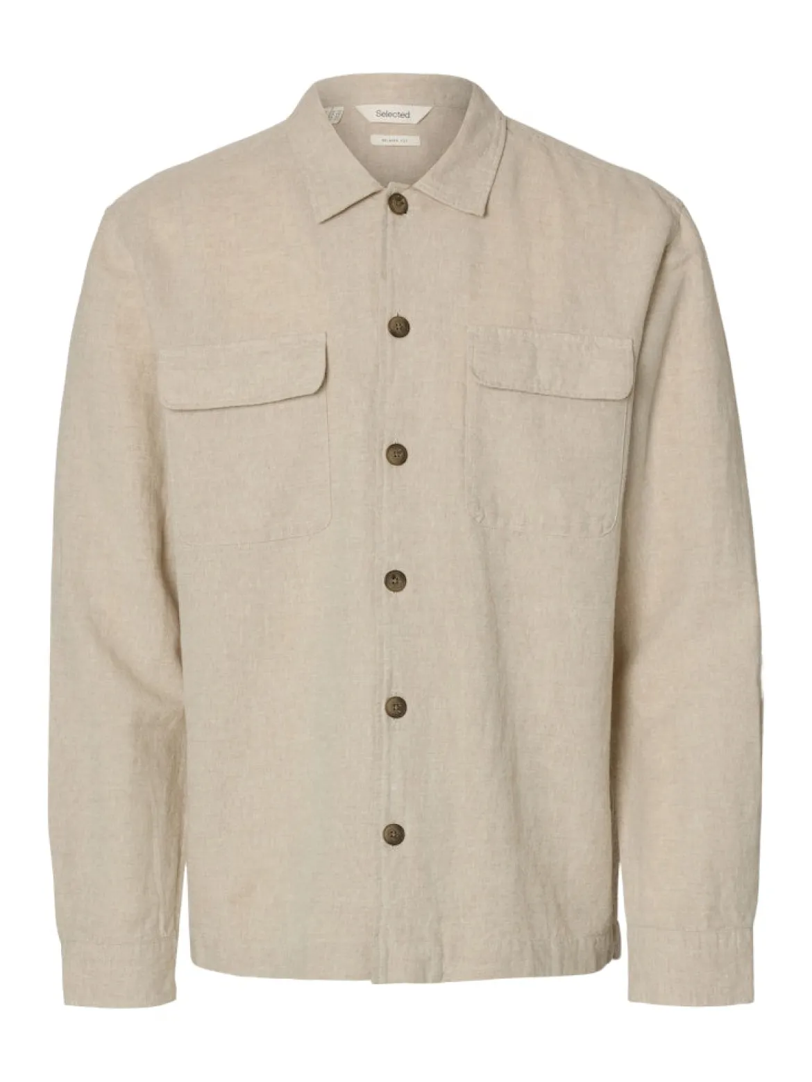 Selected miesten paitatakki SLHLEROY Linen Blend Overshirt, Pure Cashmere