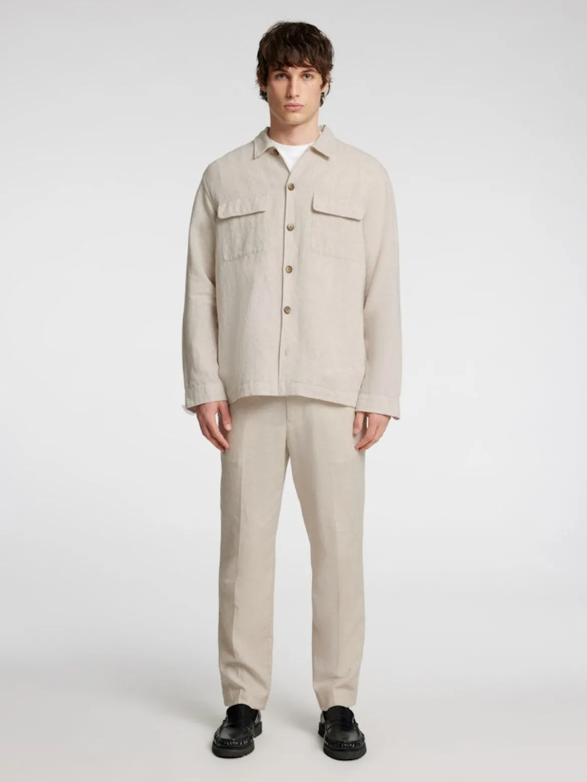 Selected miesten paitatakki Leroy Sun Overshirt, Beige