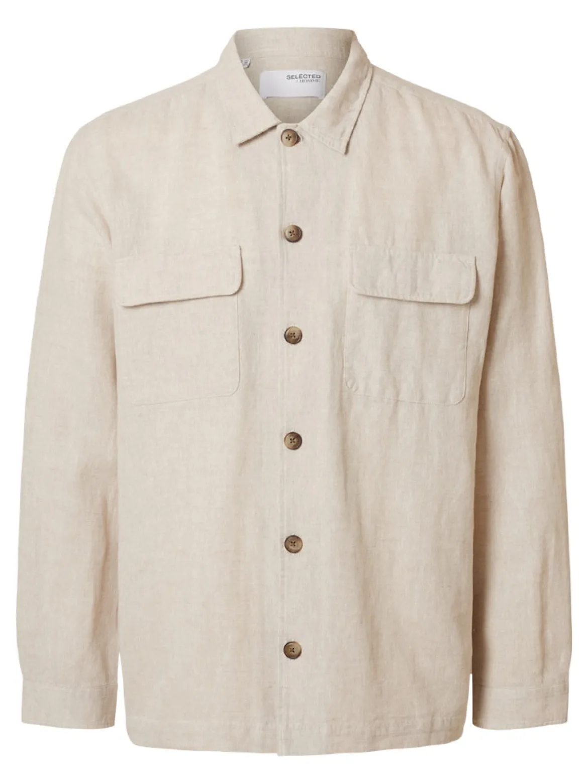 Selected miesten paitatakki Leroy Sun Overshirt, Beige