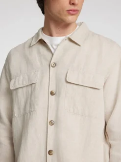 Selected miesten paitatakki Leroy Sun Overshirt, Beige