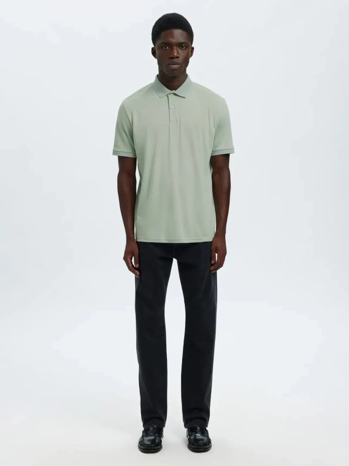 Selected miesten pikeepaita SLHFAVE Button Ss Polo Noos, Aqua Gray
