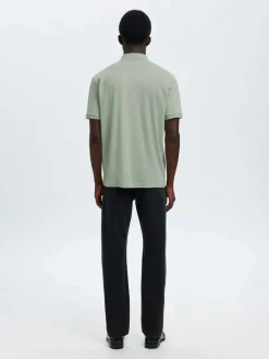 Selected miesten pikeepaita SLHFAVE Button Ss Polo Noos, Aqua Gray