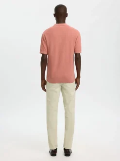 Selected miesten Pikeepaita Slhcran Ss Knit Structure Zip Polo Noos, Rose Dawn