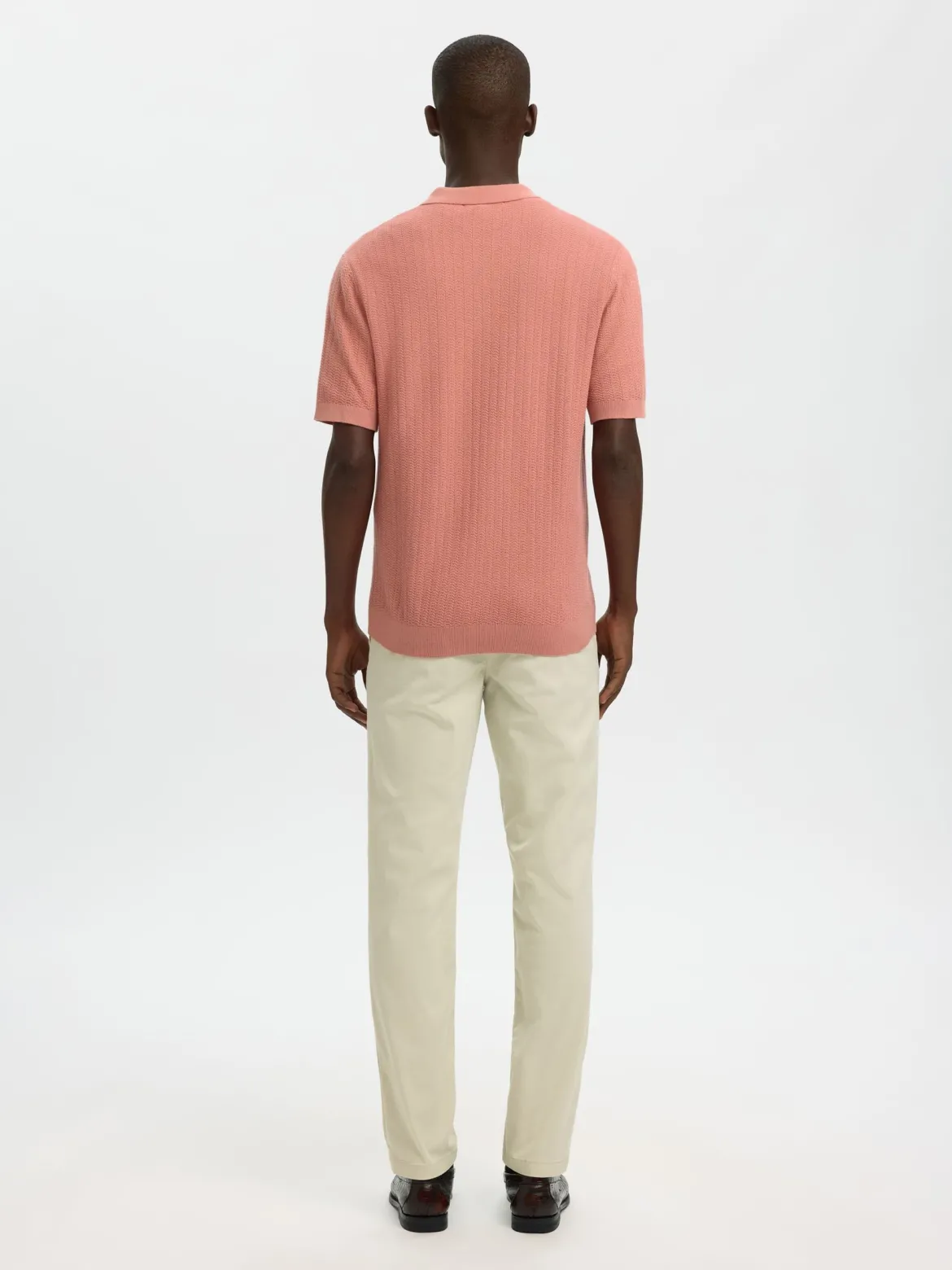 Selected miesten Pikeepaita Slhcran Ss Knit Structure Zip Polo Noos, Rose Dawn