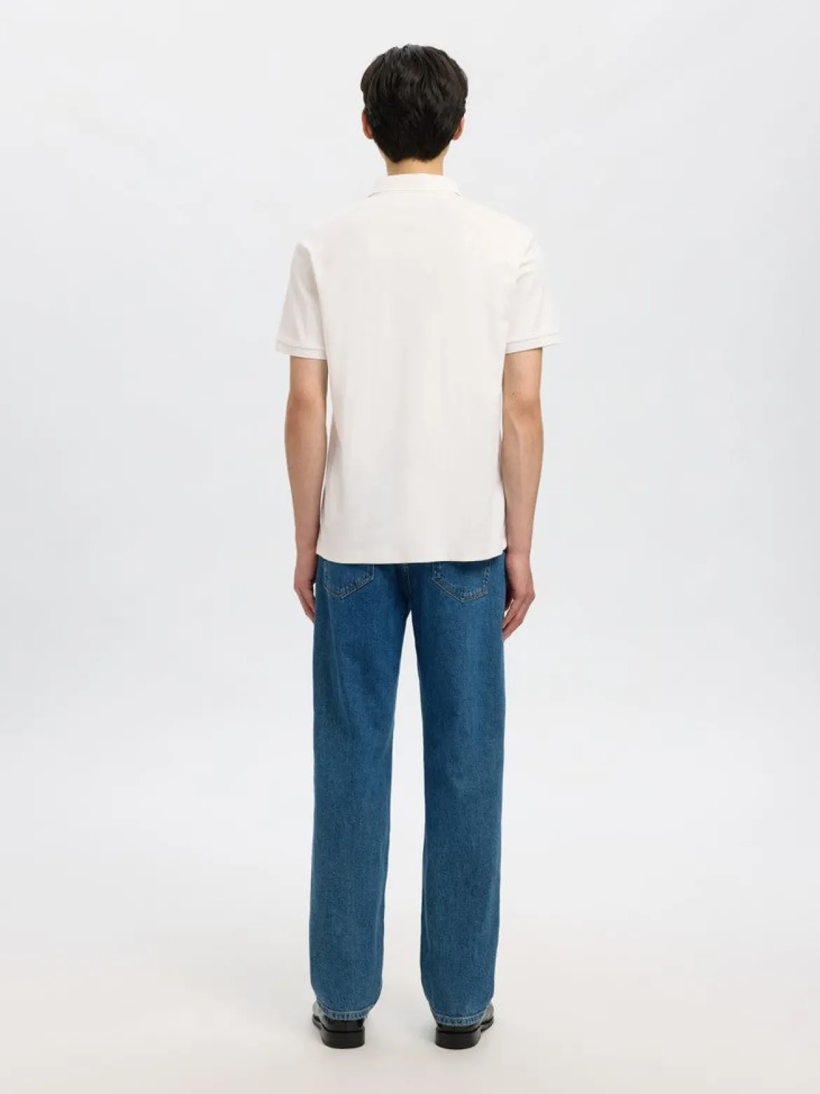 Selected miesten pikeepaita Fave Zip, Cloud Dancer
