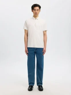 Selected miesten pikeepaita Fave Zip, Cloud Dancer