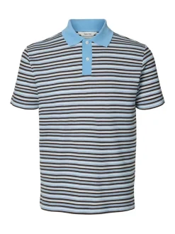 Selected miesten pikeepaita Jasper Stripe SS Polo, Egret Blissful Blue + Del