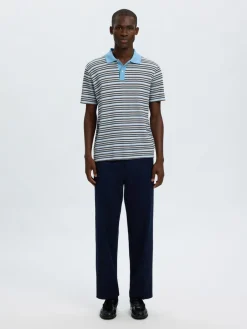 Selected miesten pikeepaita Jasper Stripe SS Polo, Egret Blissful Blue + Del