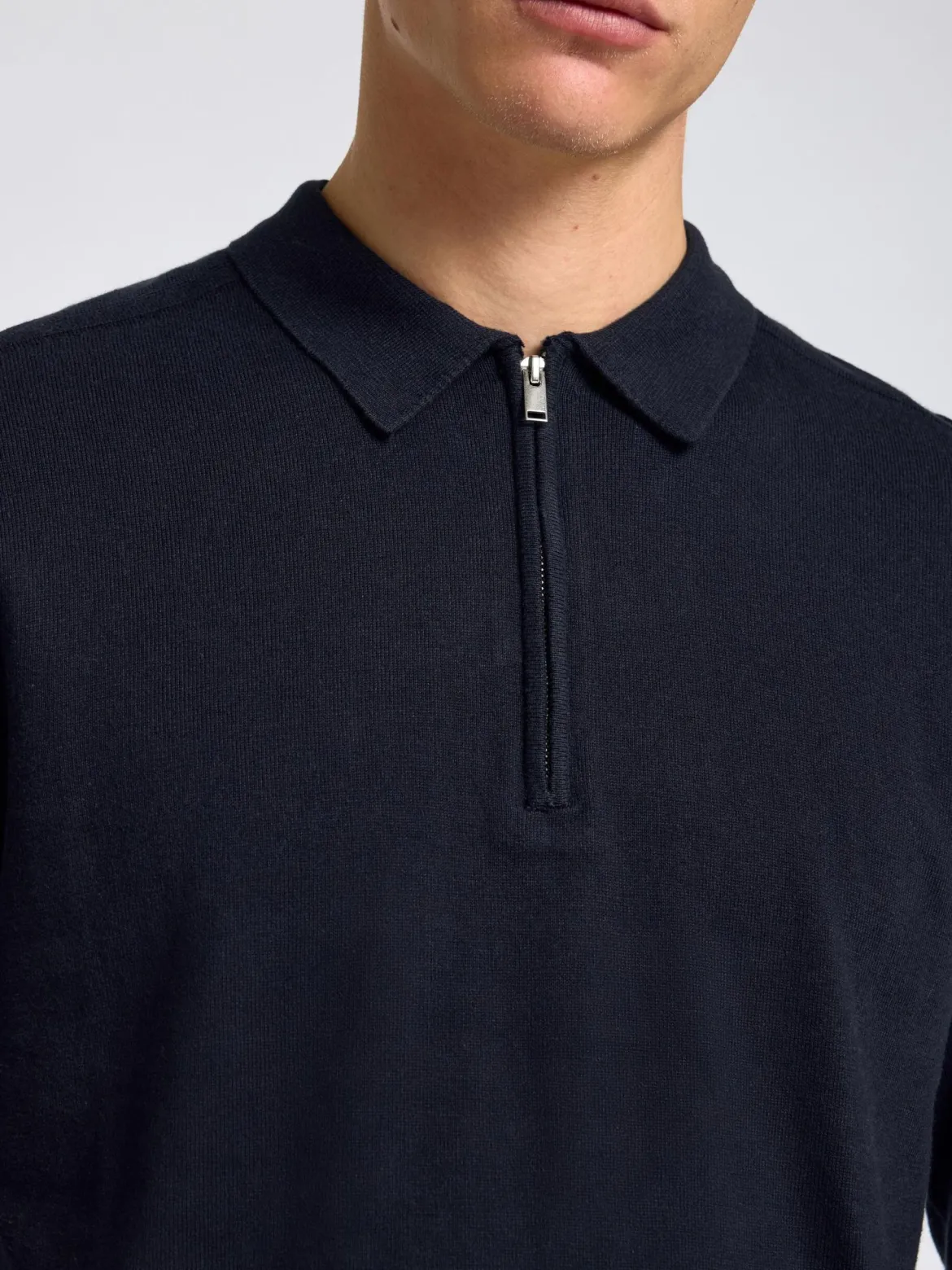 Selected miesten pitkähihainen pikeepaita, SLHBERG LS HALF ZIP POLO Tummansininen