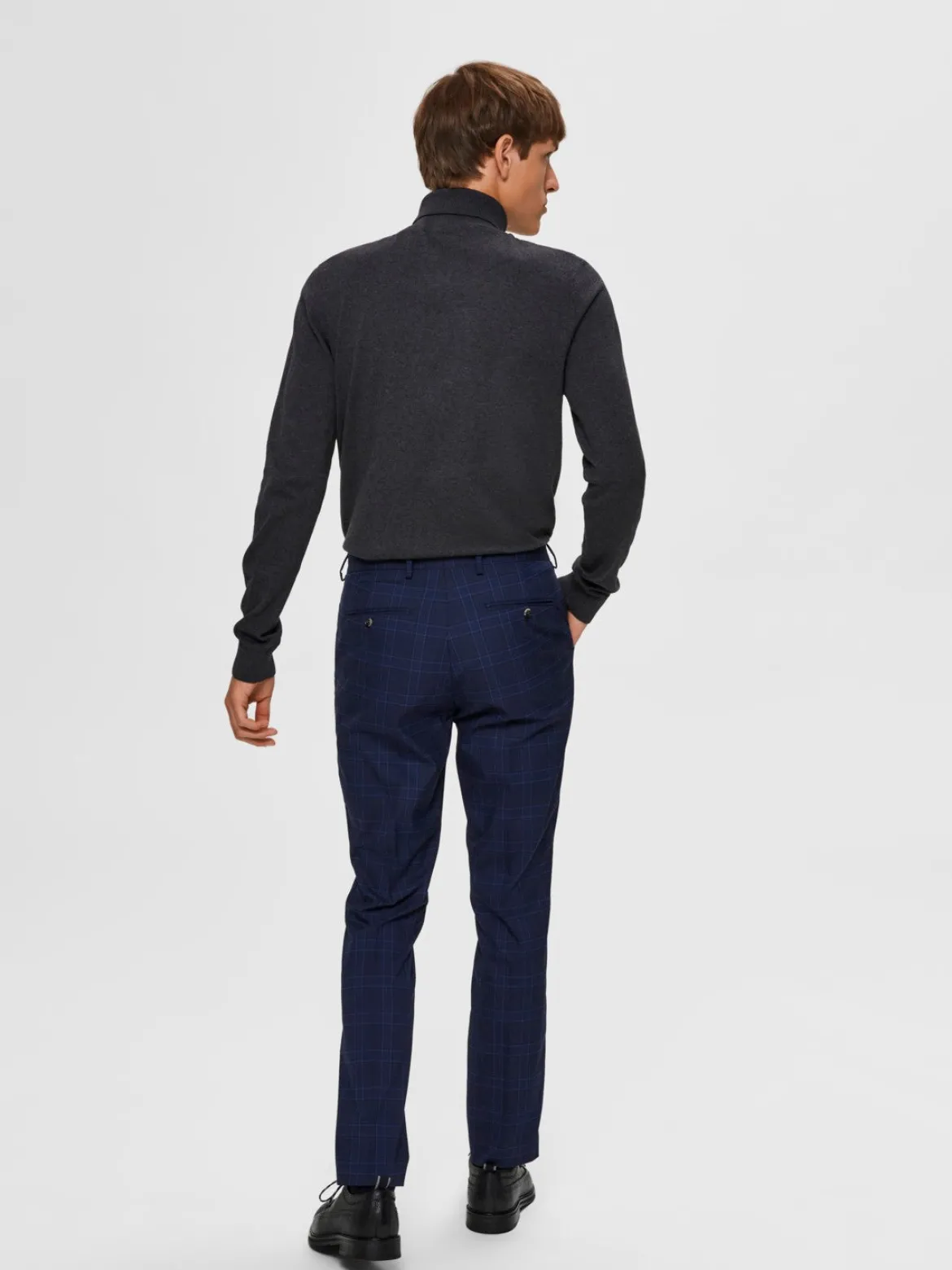 Selected, Miesten Pooloneule, Berg Roll Neck Tummanharmaa