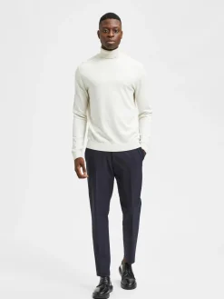 Selected, Miesten Pooloneule, Berg Roll Neck Valkoinen