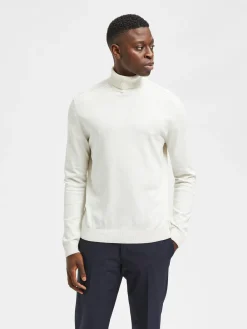 Selected, Miesten Pooloneule, Berg Roll Neck Valkoinen