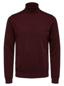 Selected, Miesten Pooloneule, Berg Roll Neck Viininpunainen