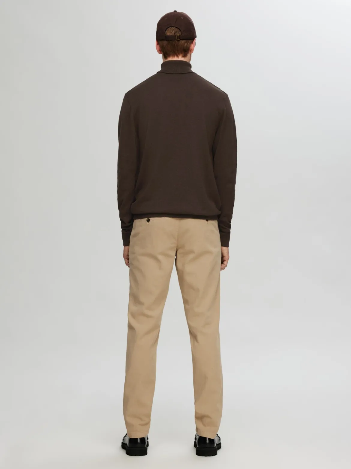Selected, Miesten Pooloneule, Berg Roll Neck Tummanruskea