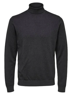 Selected miesten pooloneule Berg Roll Neck Noos, Antracit Melange