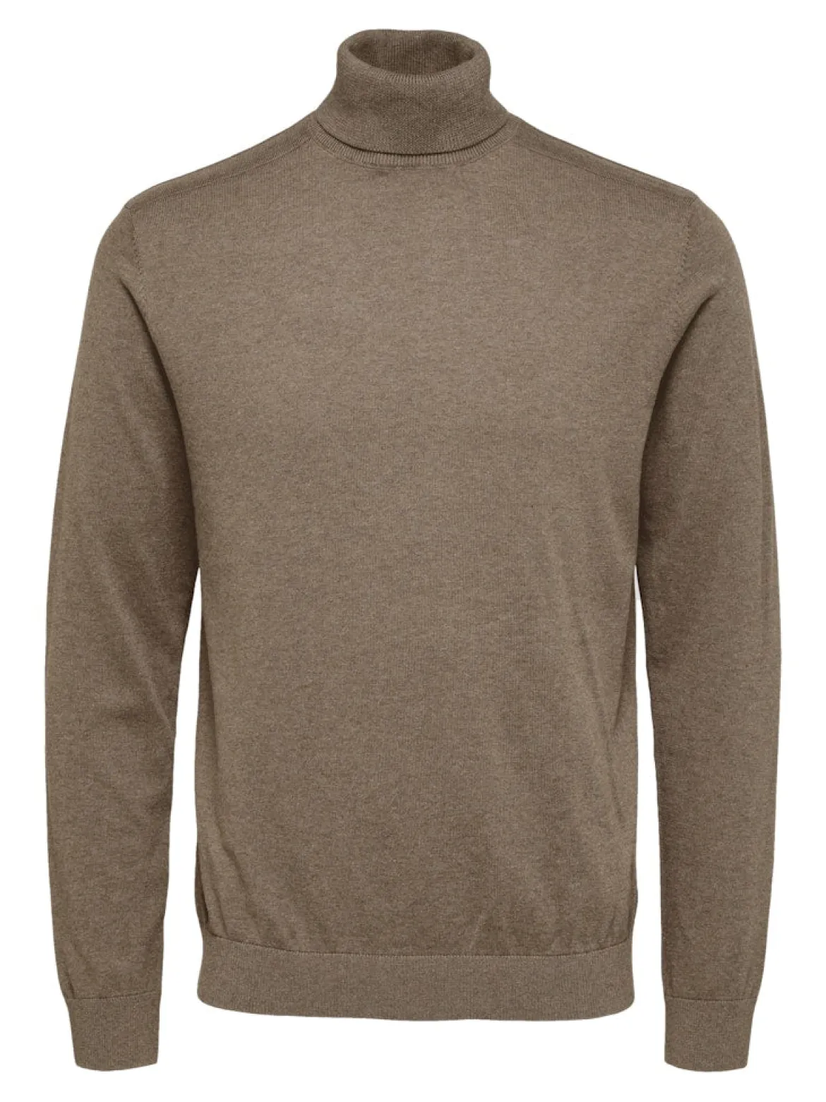 Selected Miesten Pooloneule Berg Roll Neck NOOS, Teak Melange