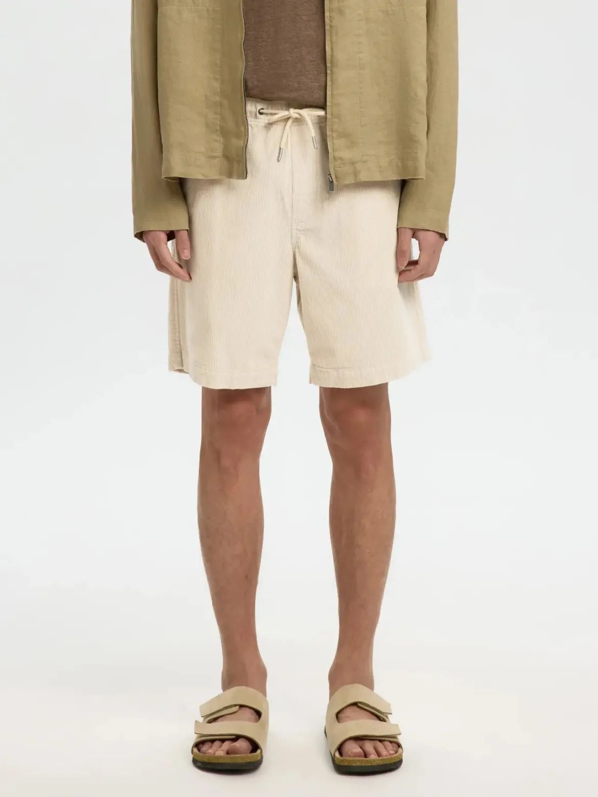 Selected miesten shortsit SLHREGULAR-JACE Corduroy Shorts, Fog