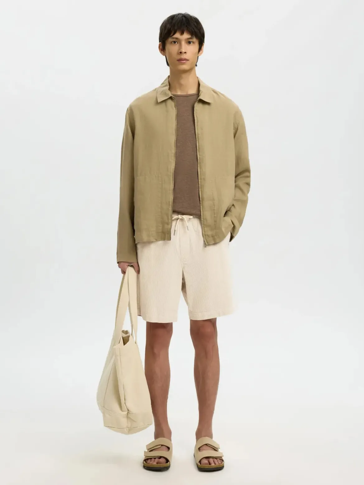 Selected miesten shortsit SLHREGULAR-JACE Corduroy Shorts, Fog
