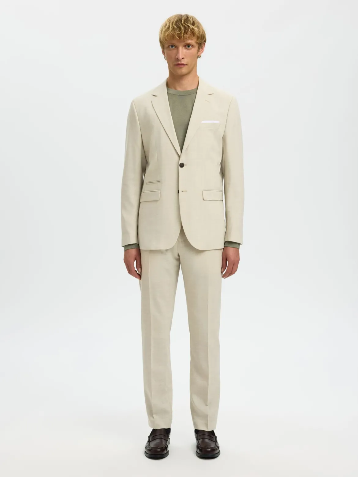 Selected miesten Suorat housut SLHSlim-Oasis Linen, Egret