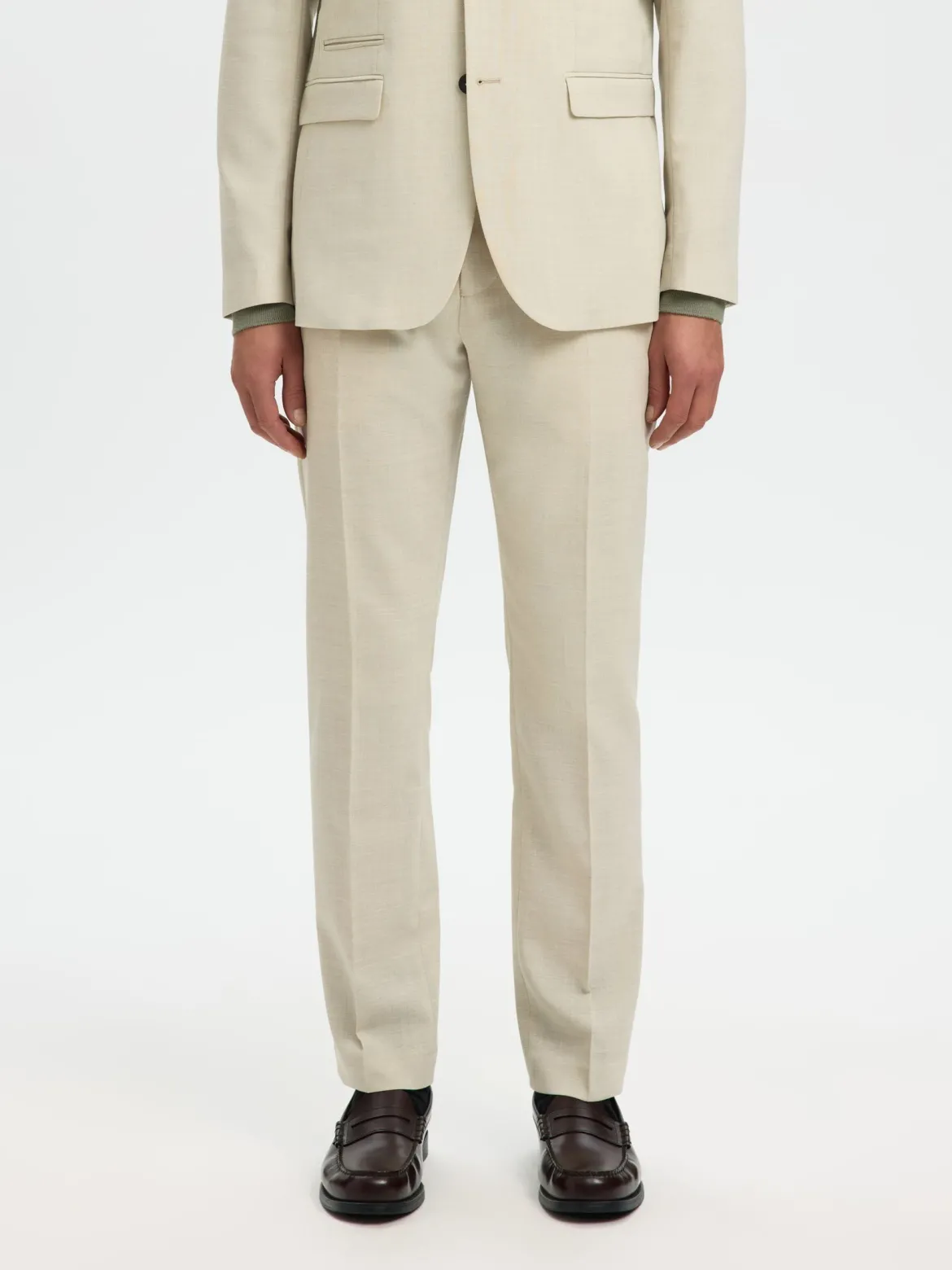 Selected miesten Suorat housut SLHSlim-Oasis Linen, Egret