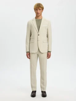 Selected miesten suorat housut SLHSLIM-Oasis Linen Trs, Egret