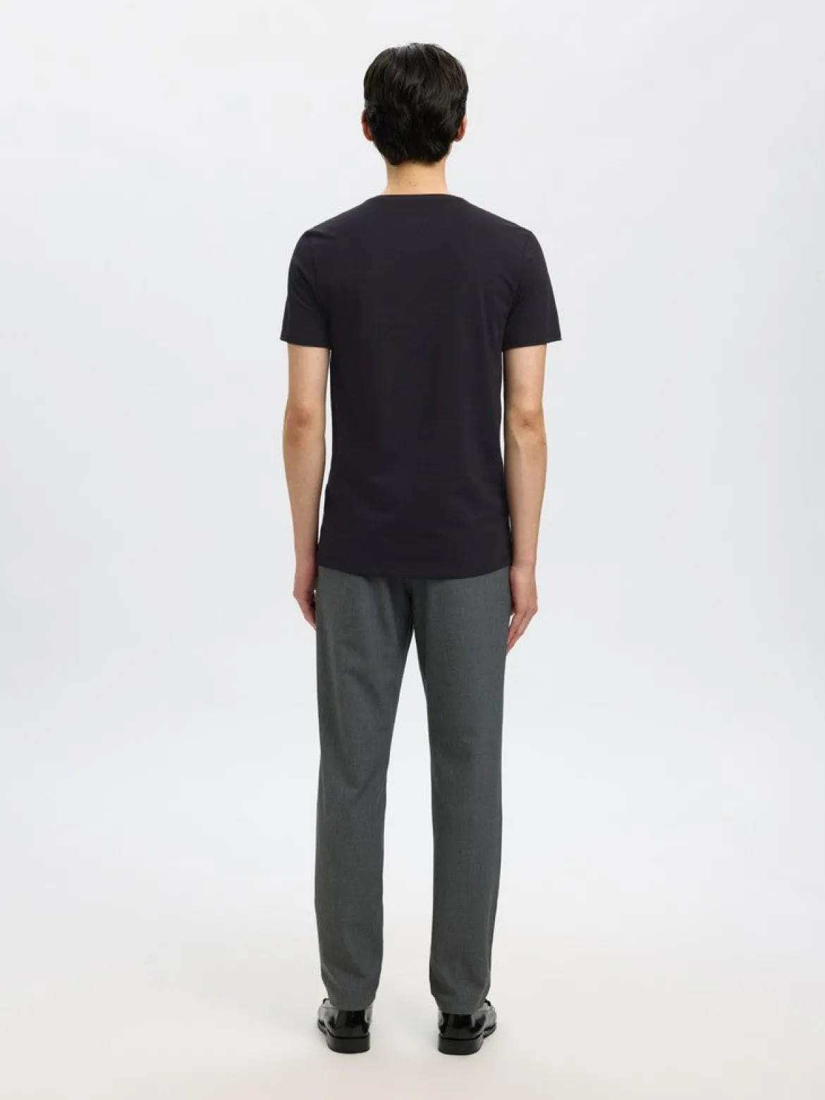 Selected miesten T-paidat New Pima V-Neck, Black