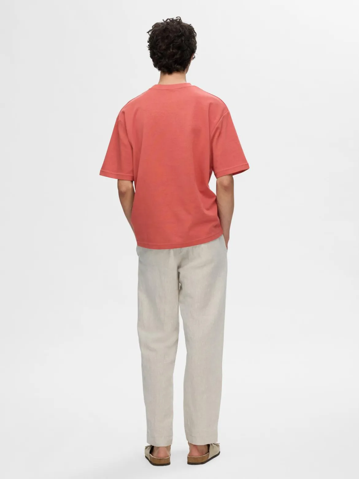 Selected miesten t-paita, LOOSE OSCAR SS O-NECK Punainen