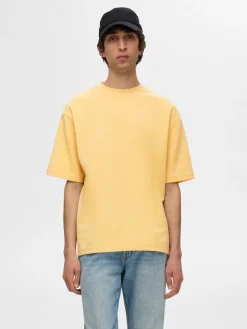 Selected miesten t-paita, LOOSE OSCAR SS O-NECK Keltainen