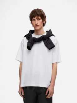 Selected miesten t-paita, LOOSE OSCAR SS O-NECK Bright White