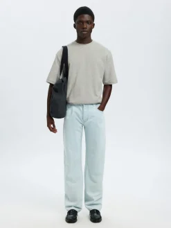 Selected miesten t-paita, LOOSE OSCAR SS O-NECK, Light Grey Melange