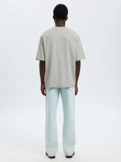 Selected miesten t-paita, LOOSE OSCAR SS O-NECK, Light Grey Melange