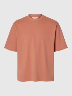 Selected miesten t-paita Looseoscar SS O-Neck Tee Noos, Rose Dawn