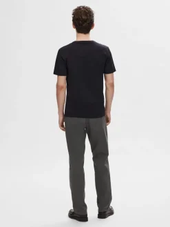 Selected Miesten T-paita, Pima Ss V-neck Black