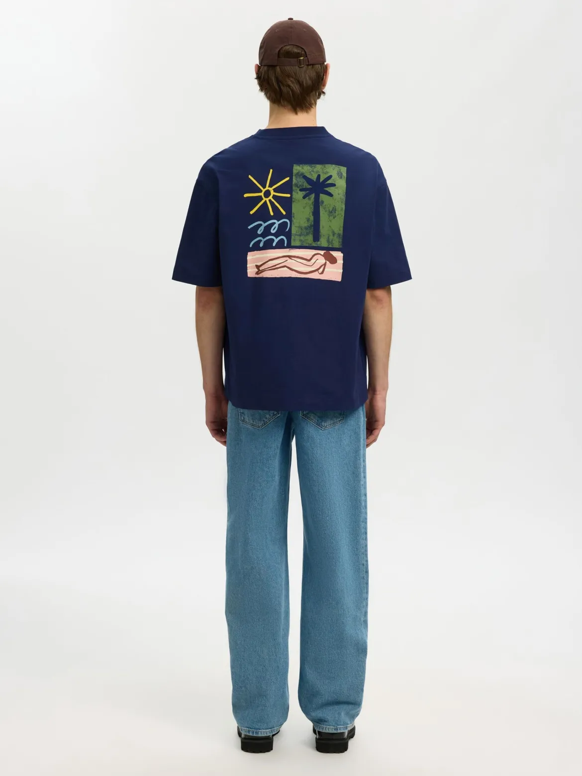 Selected miesten t-paita Relaxed Norman License SS Tee, Ocean Cavern
