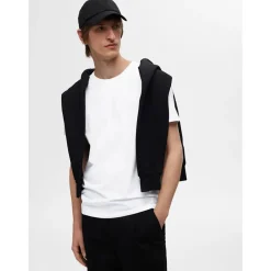 Selected miesten t-paita, ROLAND SS O-NECK Bright White