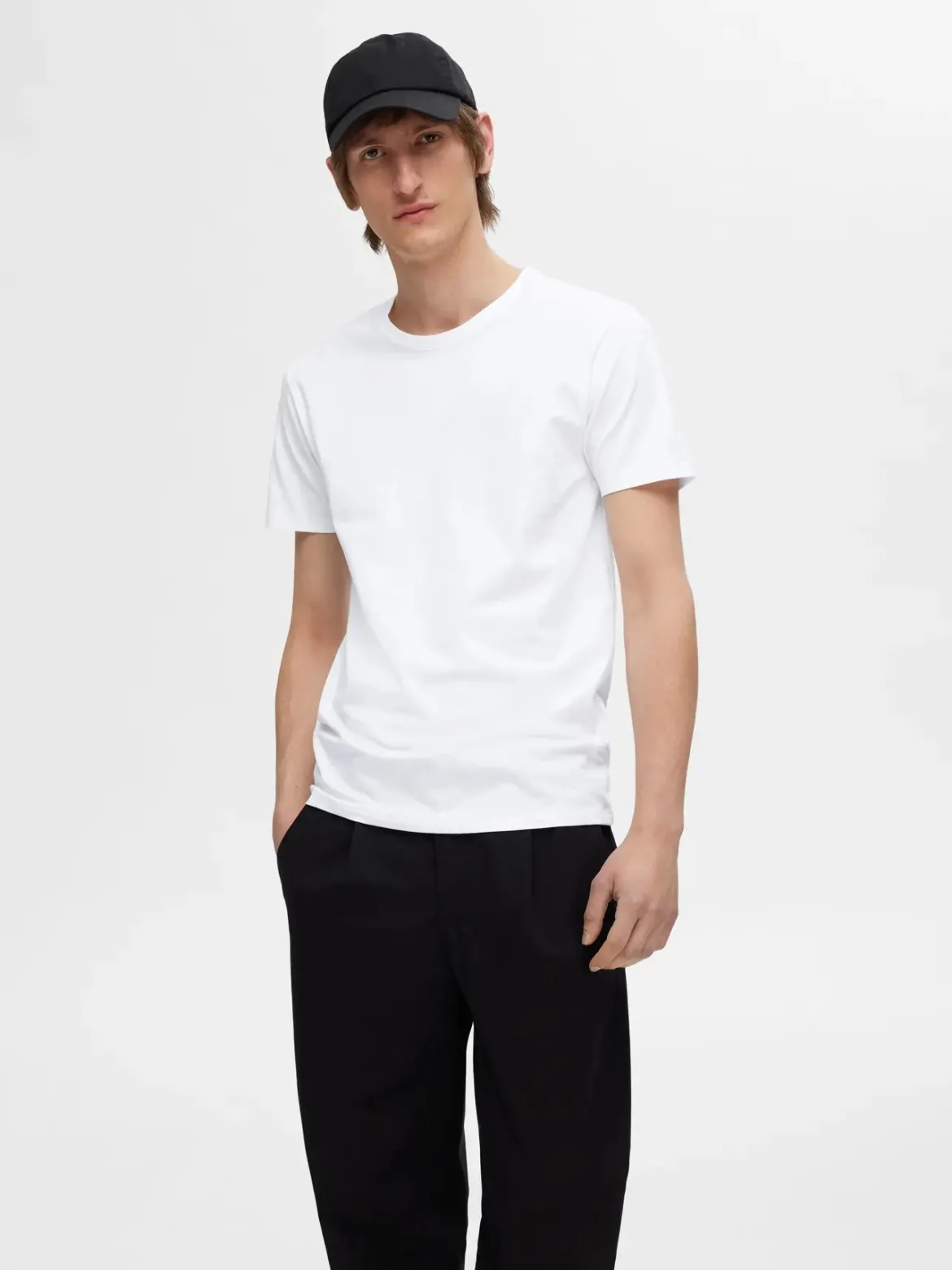Selected miesten t-paita, ROLAND SS O-NECK Bright White