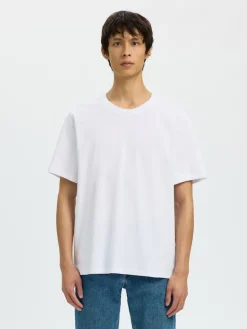 Selected miesten t-paita SLHATLAS SS O-Neck Tee, valkoinen