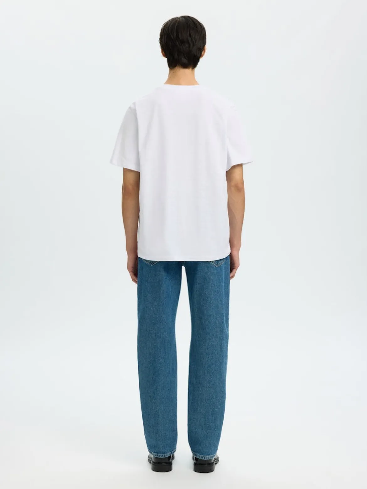 Selected miesten t-paita SLHATLAS SS O-Neck Tee, valkoinen