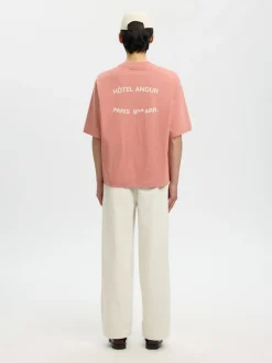 Selected miesten t-paita SLHBoxyliam SS O-Neck Tee Hotel Amour, Rose Dawn