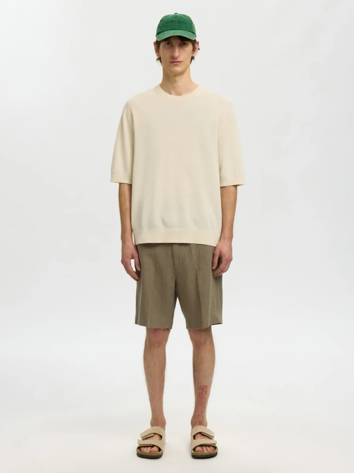 Selected miesten t-paita Slhtorino SS Structure Crew Neck, Birch